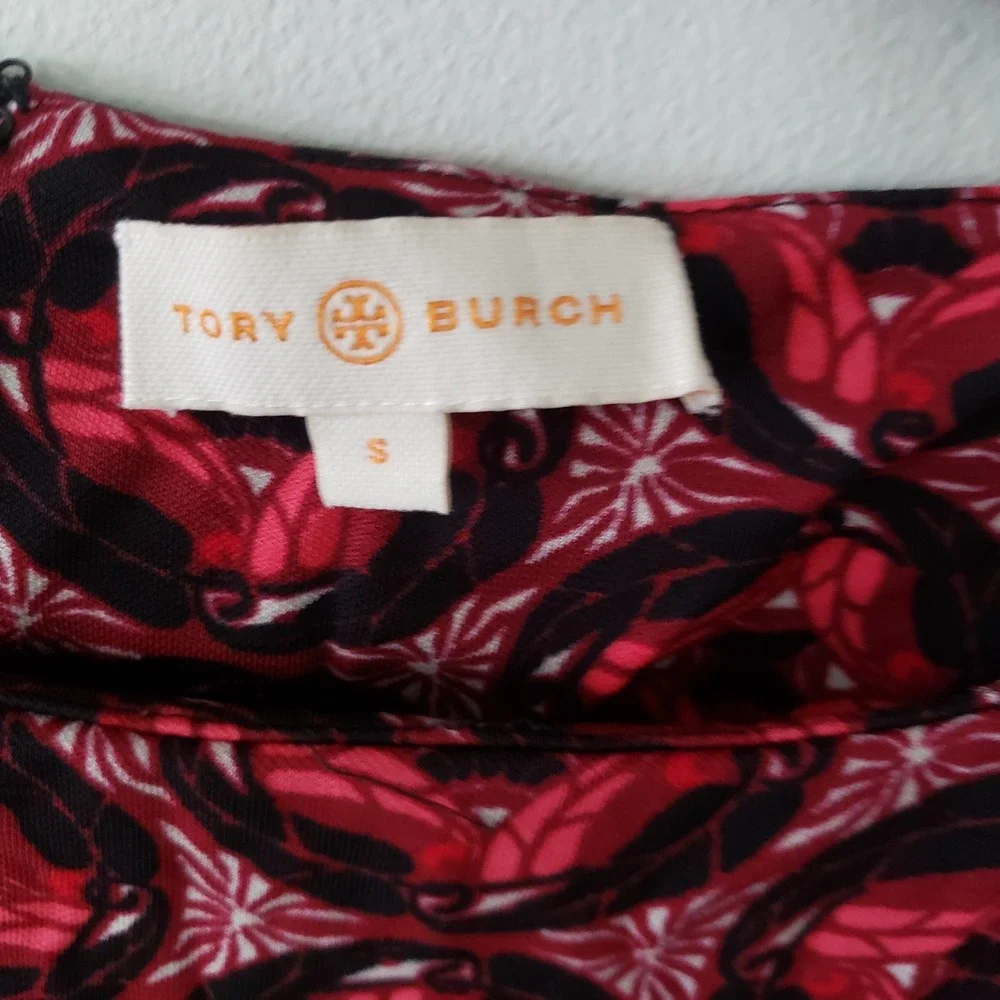 Tory‎ Burch Ruched Sheath Statement Dress SMALL Preppy Chic Career Stretch Artsy